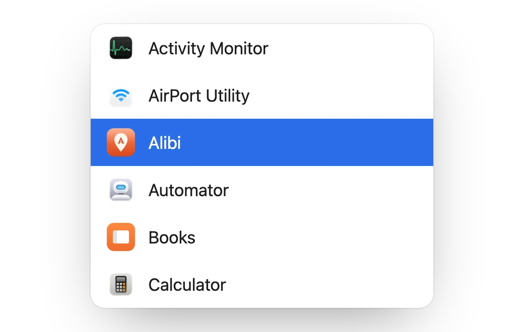 Alibi in the Applications folder