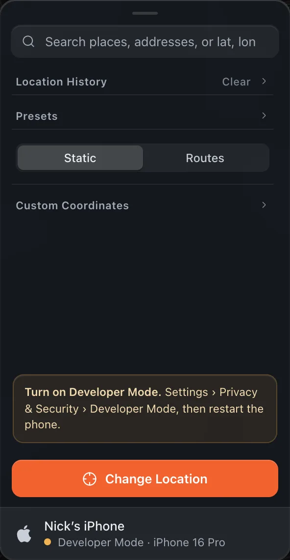 Alibi asking for Developer Mode