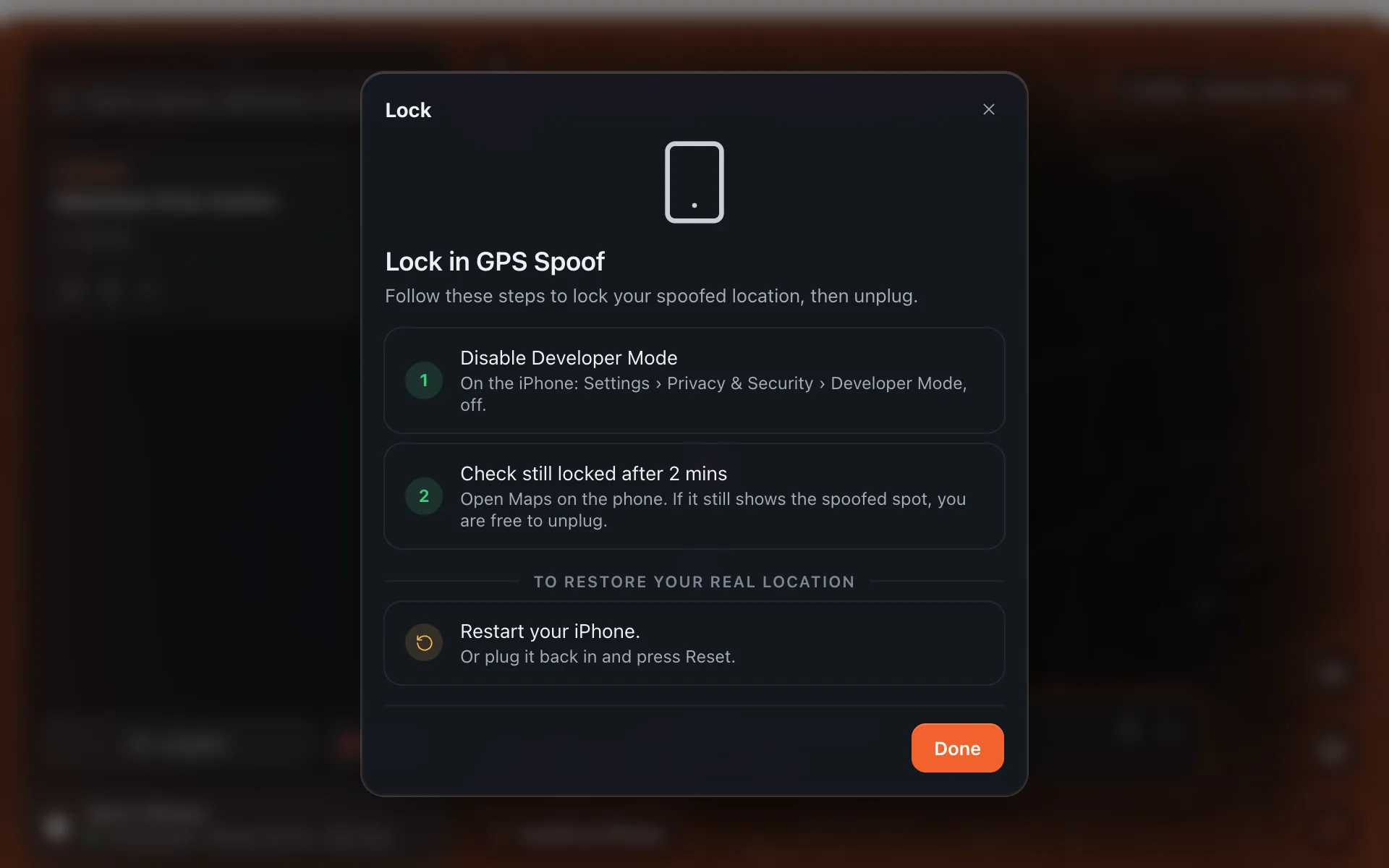The Lock in GPS Spoof steps